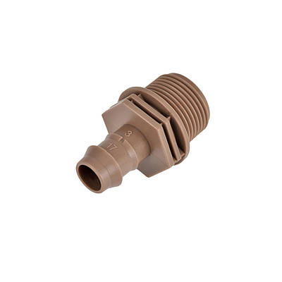 Стартер прямий 17 мм, з різьбою 1/2" ЗР, для крапельної трубки 16 мм, коричневий, Teco