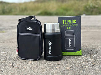 Харчовий термос TRAMP 0,8 л з чохлом чорний TRC-132-black для перших і других страв