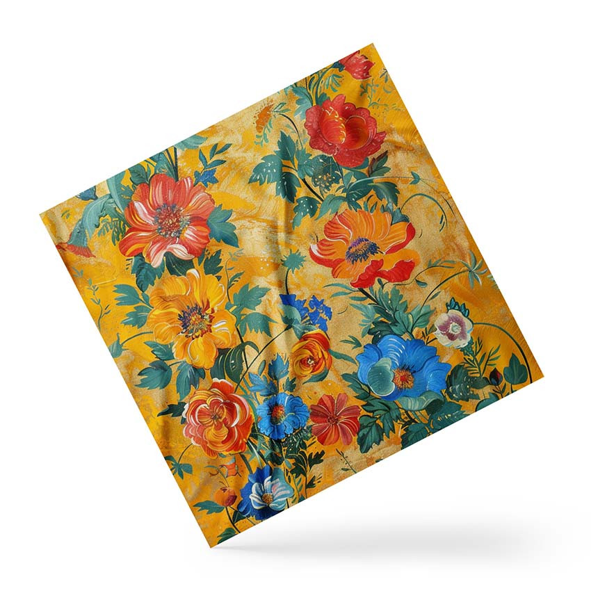 Хустка на голову і шию «Квіти. Фарба. Розпис. Flowers Paint. Painting»