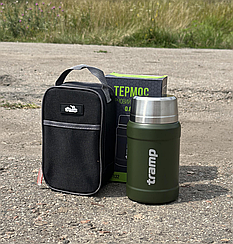 Харчовий термос TRAMP 0,8 л з чохлом оливковий TRC-132-olive для перших і других страв
