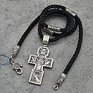 Шовк! Срібна цепочка з хрестиком чоловічим. Двосторонній срібний хрестик та шнур із вставками срібла. 4 мм, фото 10