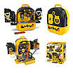 Дитячий іграшковий набір 3 в 1 у рюкзаку інструменти слюсарна майстерня СТО дорожні знаки фігурка машинка, фото 9
