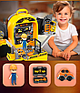 Дитячий іграшковий набір 3 в 1 у рюкзаку інструменти слюсарна майстерня СТО дорожні знаки фігурка машинка, фото 4