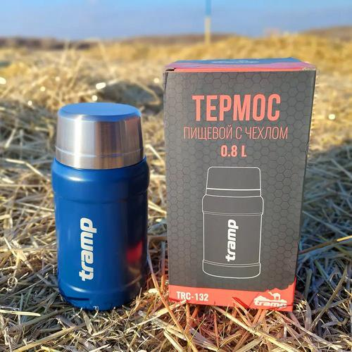 Харчовий термос TRAMP 0,8 л з чохлом синій TRC-132-blue для перших і других страв