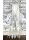 Перука сірий світлий довгий прямий без човника з проділом жіночий для жінок 100 см зі штучного волосся, фото 3