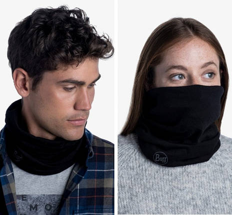 Вовняний мультишарф Buff Midweight Merino Wool (Solid Black), фото 1