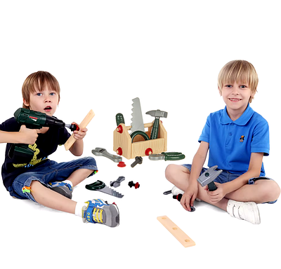 Дитячий будівельний набір інструментів 41 предмет шуруповерт молоток ключ викрутка та ящик для юних майстрів