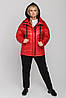 Молодіжна якісна жіноча зимова куртка з плащової тканини лаке з капюшоном, фото 3