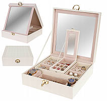 Скринька-органайзер для ювелірних виробів з зеркалом Beautylushh 8895 біла