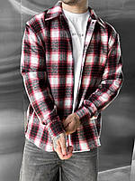 Чоловіча трендова сорочка в клітинку "червоні полоси", 100% бавовна .