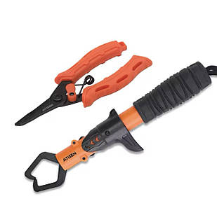 Рибальський набір з нержавіючої сталі - ліпгріп та кусачки к:оранжево-чорний