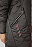 Стильний довгий зимовий жіночий пуховик чорного кольору, жіноче зимове чорне пальто з плащівки, фото 10