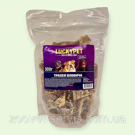 Ласощі натуральні для собак Lucky Pet трахея яловича 300г, фото 1