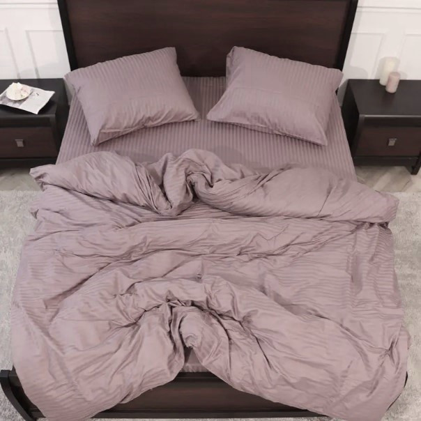 Постільна білизна євро страйп сатин Ярослав диз.№05 бурбон, фото 1