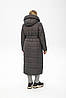 Елегантне женское зимнее пальто с поясом, женский довгий пуховик с капюшоном, фото 4