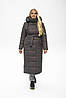 Елегантне женское зимнее пальто с поясом, женский довгий пуховик с капюшоном, фото 5