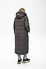 Елегантне женское зимнее пальто с поясом, женский довгий пуховик с капюшоном, фото 6