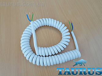 Кабель спіральний білий ThermoPulse Power White 0.5m 3G1.5/ розтягнення до 3 м. Потужність до 3500W. Мідь