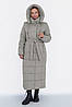 Якісне женское зимнее пальто с поясом, женский фірмовий сірий пуховик с капюшоном, фото 3