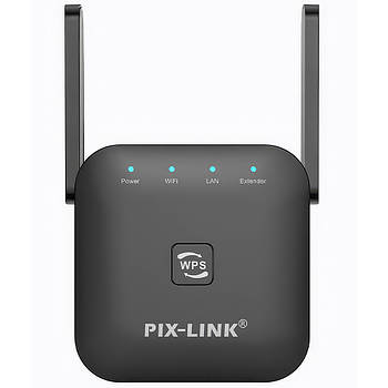 Універсальний роутер-підсилювач сигналу Wi-Fi ретранслятор з 2 антена PIX-LINK LV-WR53Q Чорний 2.4 ГГц