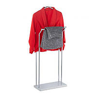 Сучасна елегантна вішалка для костюмів на 2 штангах, метал / Деревина горіха, 110 x 46 x 19 см