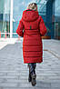 Яскравий молодіжний жіночий пуховик до коліна з капюшоном, фото 2