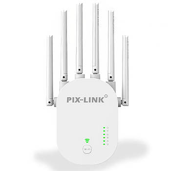 Універсальний роутер-підсилювач сигналу Wi-Fi ретранслятор з 6 антенами PIX-LINK LV-WR60T Білий 2.4 ГГц
