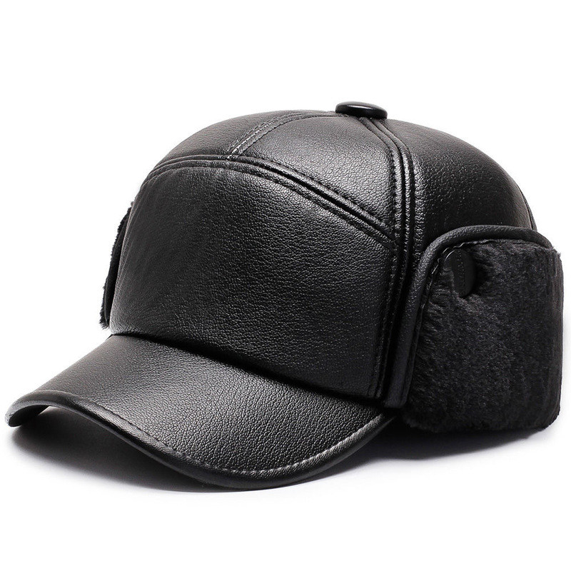 Тепла чоловіча бейсболка BLACK з захистом вух