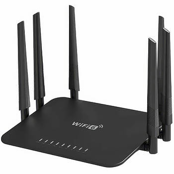 Високошвидкісний Wi-Fi роутер маршрутизатор з 6 антенами LV-WR50Q 300 Мбіт/с 2.4 ГГц Чорний