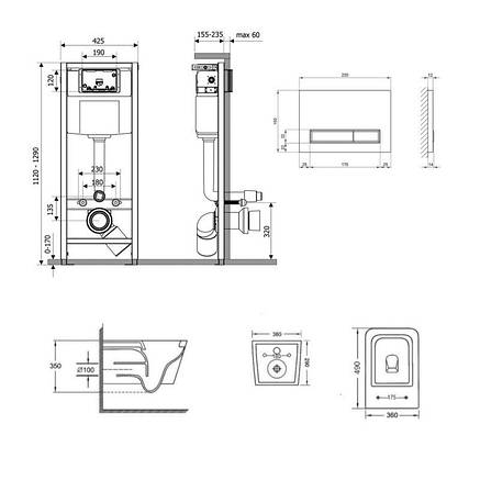 Готове рішення Qtap для ванної кімнати: підвісний унітаз Crow Ultra Quiet 490x360x290 + комплект інсталяції Nest 4 в 1 (лінійна, фото 2