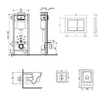 Готове рішення Qtap для ванної кімнати: підвісний унітаз Crow Ultra Quiet 490x360x290 + комплект інсталяції Nest 4 в 1 (квадратна, фото 2