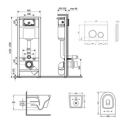 Готове рішення Qtap для ванної кімнати: підвісний унітаз Jay Ultra Quiet 485x360x320 + комплект інсталяції Nest 4 в 1 (кругла, фото 2