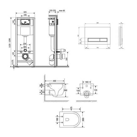 Готове рішення Qtap для ванної кімнати: підвісний унітаз Taurus Ultra Quiet 490x360x380 + комплект інсталяції Nest 4 в 1 (лінійна, фото 2