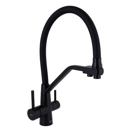 Змішувач для кухні Lidz Aria 020F3 з гнучким виливом з підключенням для питної води (k35) LDARI020F3BLA39212 Black Matt, фото 1
