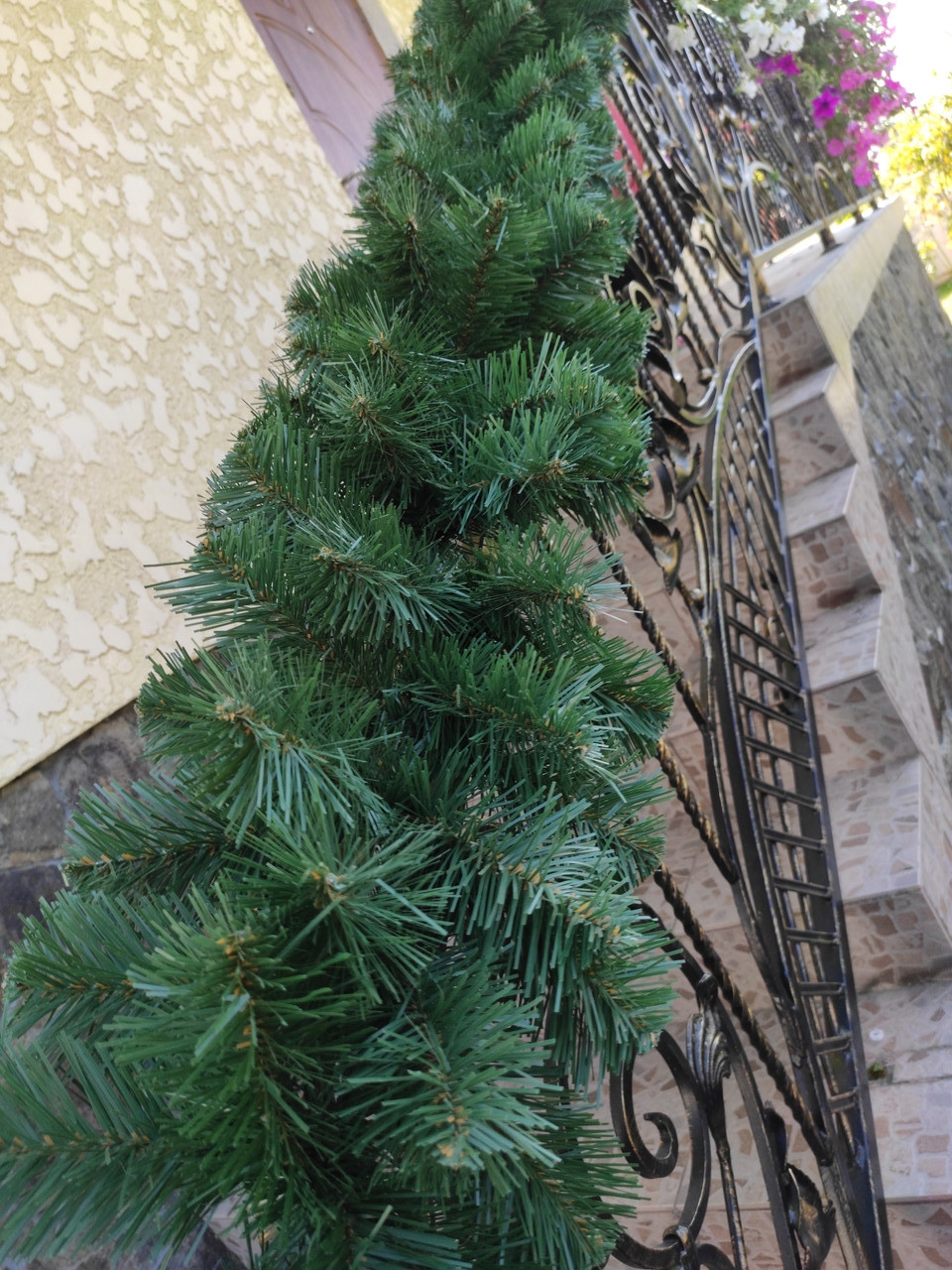 Новорічний вінок литий «Елітний» 55 см блакитний. Декоративний хвойний вінок., фото 1