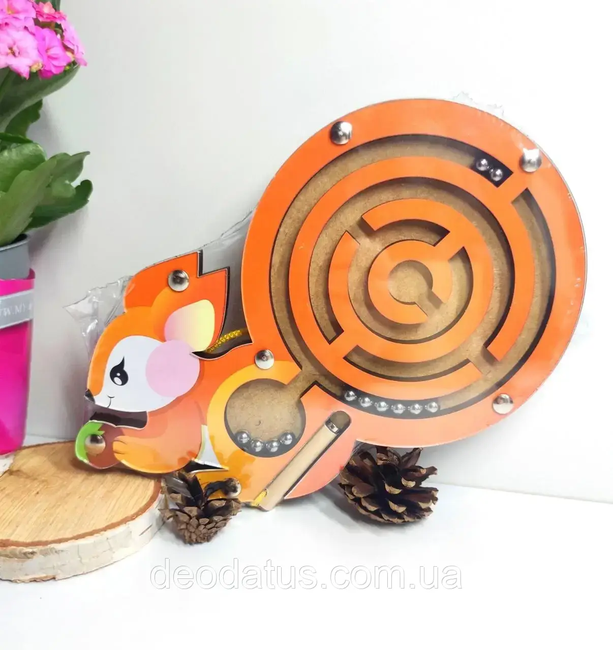 Логічна дерев'яна гра Монтессорі Білка лабіринт Puzz-30967, фото 1