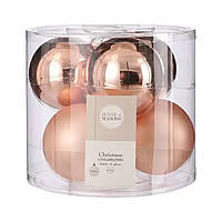 Ялинкова іграшка House Of Seasons Скляні кульки 6 шт D8 см Персикові (8718861800425)