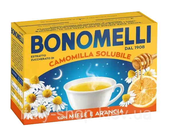 Чай Bonomelli натуральний розчинний з ромашкою, медом та апельсином 16 пакетиків 80 грам, Італія, фото 1