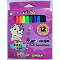 Фломастери Kidis у картоні 12 кольорів No9161 Cats are the best
