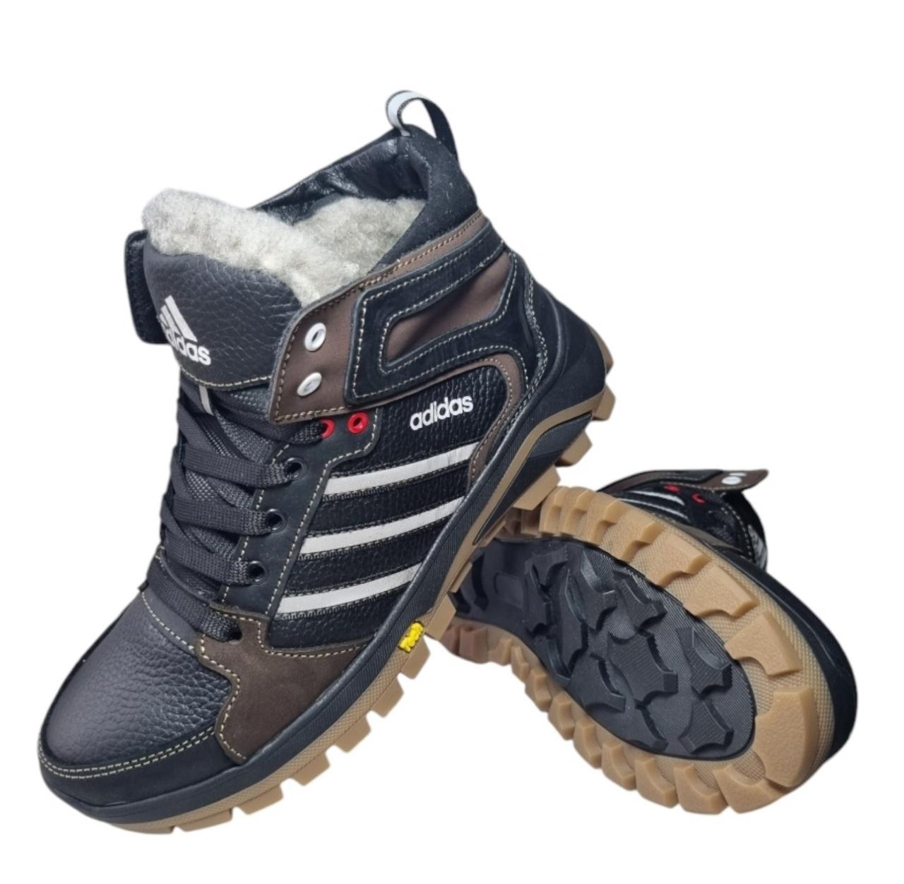 Дитячі зимові кросівки шкіряні черевики теплі кеди на хутрі для підлітків розміри:34-41, фото 1