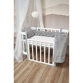 Бампер-косичка на ліжечко Twins Teddy 120 см, grey
