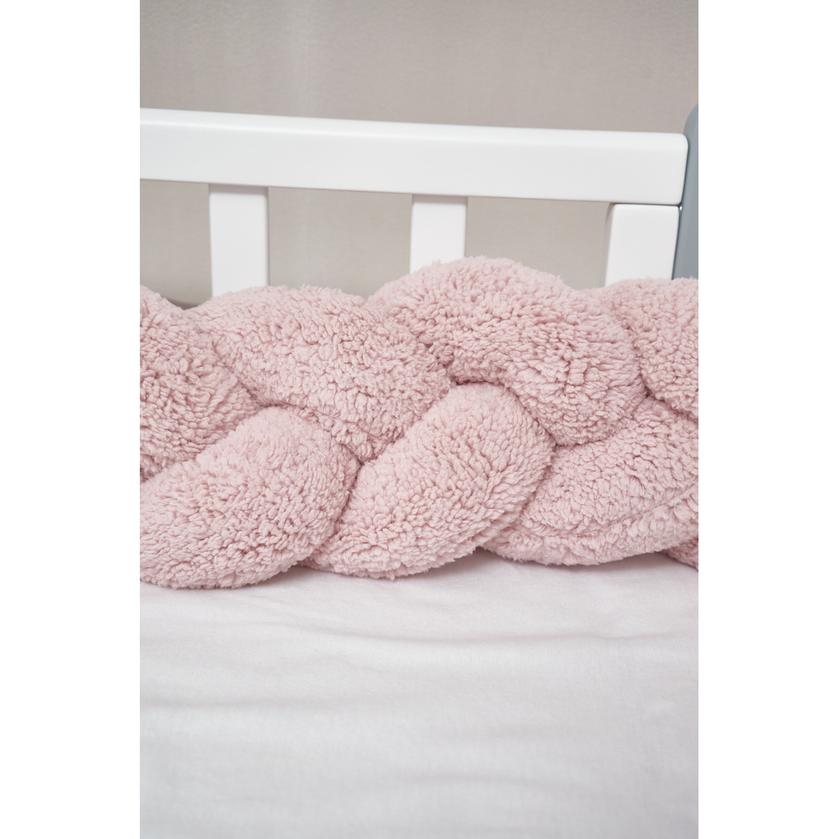 Бампер-косичка на ліжечко Twins Teddy 120 см, powder pink, фото 1