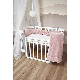 Бампер-косичка на ліжечко Twins Teddy 120 см, powder pink
