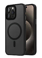 Матовий чохол на iPhone 15 Pro Max з MagSafe чорний