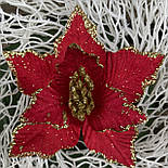 Новорічний декор. пуансетія 15 см червона, фото 2