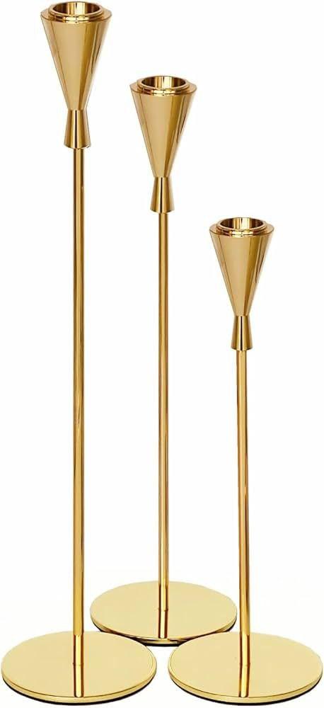 Набір свічників на високій ніжці 3шт, 22см, 27см, 32см, (колір - золото), фото 1