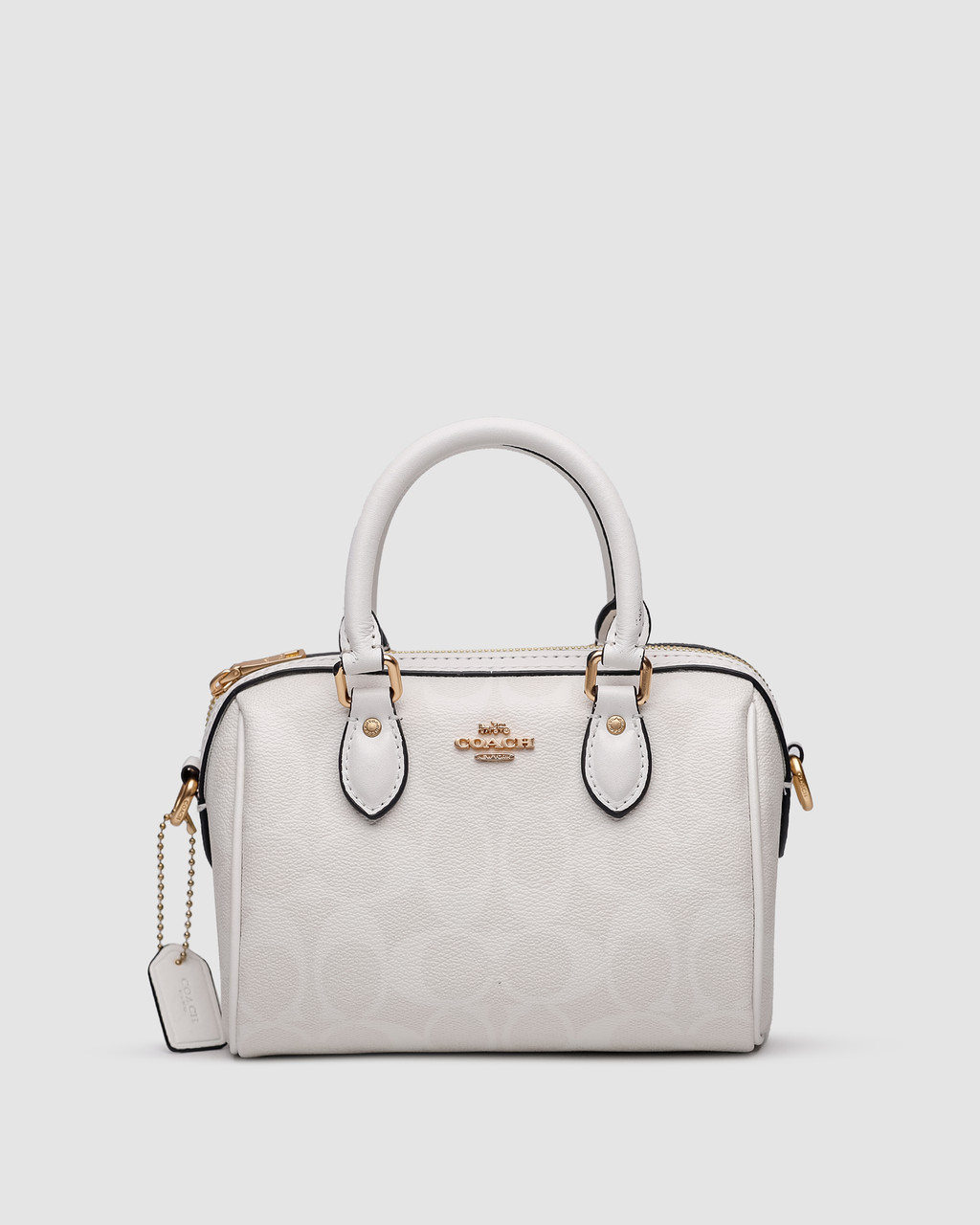 Гарна жіноча сумка Coach Rowan White Satchel In Signature Canvas, фото 1