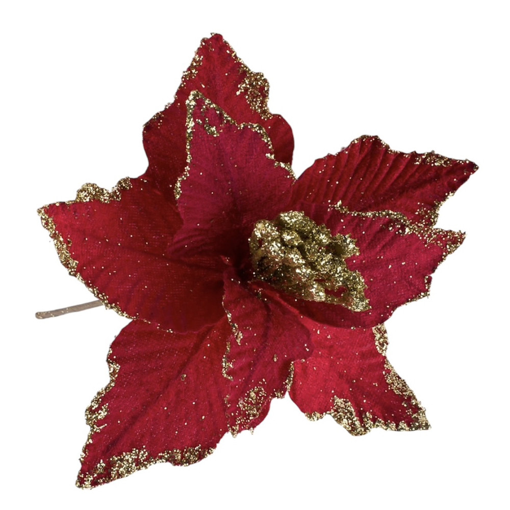 Новорічний декор. пуансетія 15 см червона, фото 1