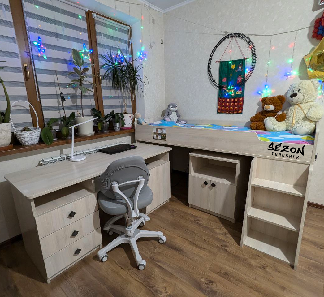 Ліжко дитяче горище Малюк із надбудовою і сходами ST-788-1, фото 1