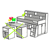 Ліжко дитяче горище Малюк із надбудовою і сходами ST-788-1, фото 4